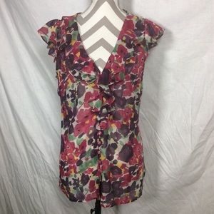 Cottura Women’s Purple Pink Ruffle Button Blouse